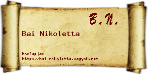Bai Nikoletta névjegykártya